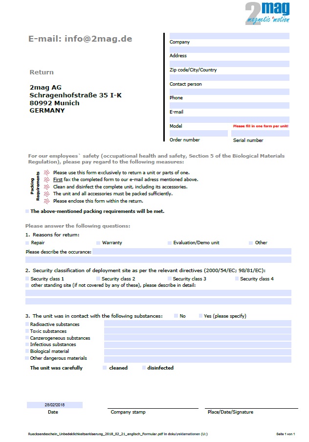 Formulaire de retour